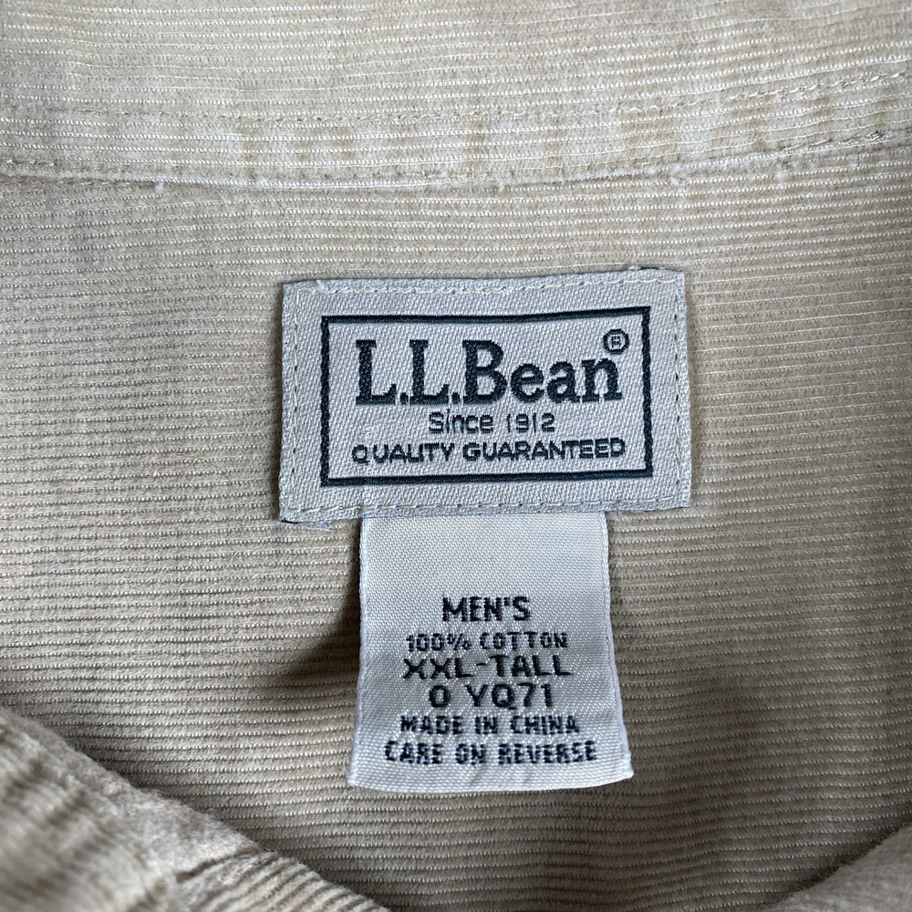 LL Bean Shirt Mens Size XXL Tall Beige Long Sleeve Corduroy Button Down 0YQ71 - Picture 7 of 13